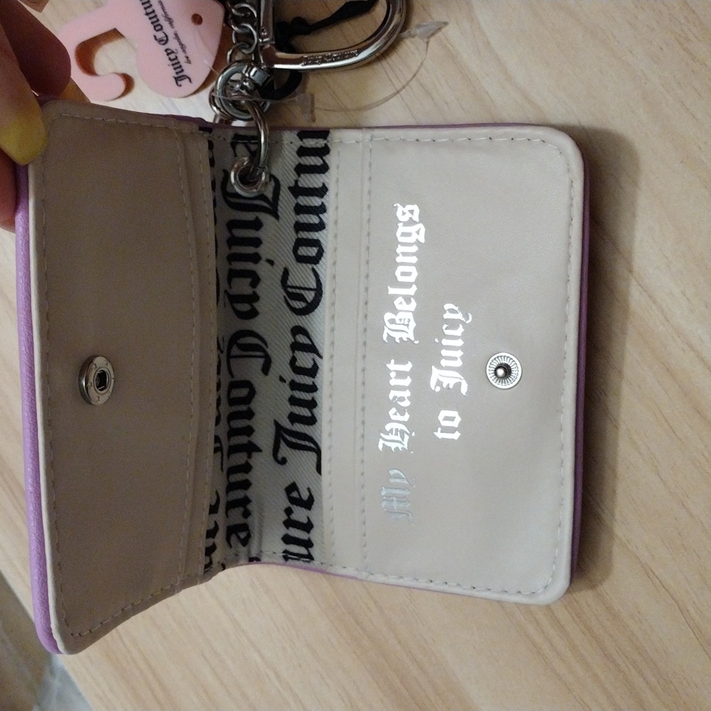Juicy Couture Violet Tulle Wing It Card Case  with Heart Charm Key Fob 🦋✨ 🆕 - Picture 6 of 12
